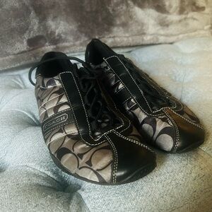 Coach Women's Black and Gray Patterned Sneakers